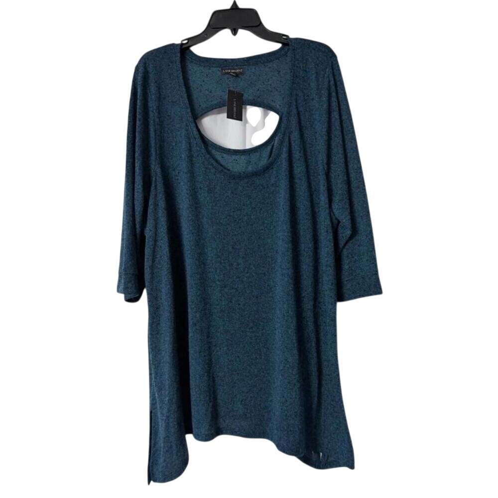 NWT‎ Lane Bryant Womens Blue Elbow Length Top Blouse Shirt Plus Size 26/28